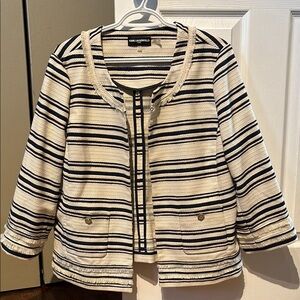 Karl Lagerfeld Navy and White Striped Women's Jacket